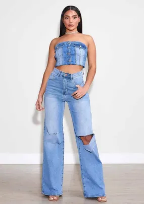 Rockstar Ripped Wide Leg Jeans